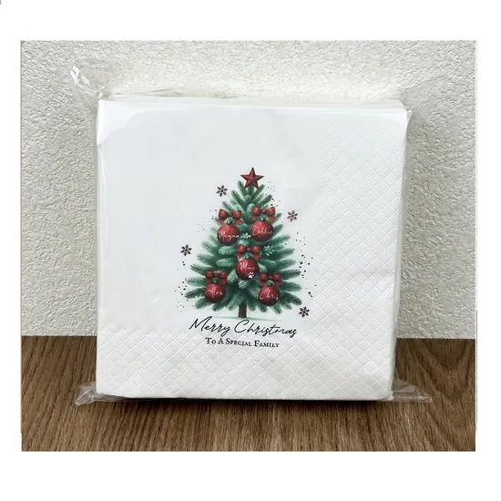 Hot Stamping Printing Color Decorative Cocktail Paper Napkin Christmas Paper Dinner Napkins