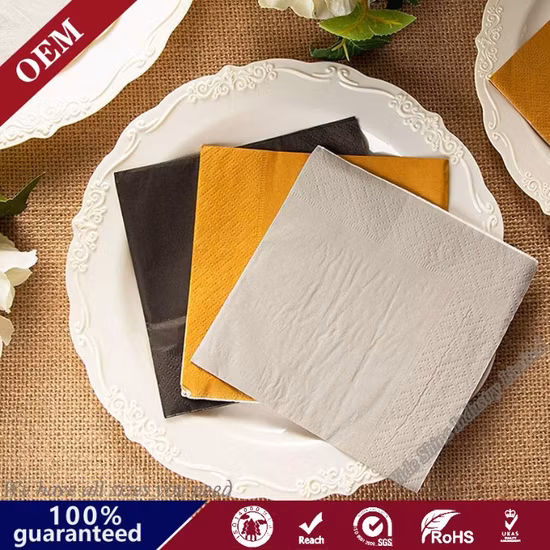 Hot Stamping Printing Color Decorative Cocktail Paper Napkin Christmas Paper Dinner Napkins