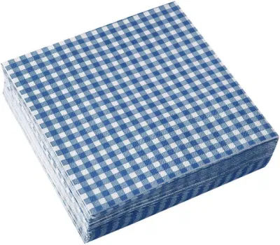 Vichy bleu et blanc pour dîner pique-nique et fêtes 50 paquets de serviettes en papier jetables